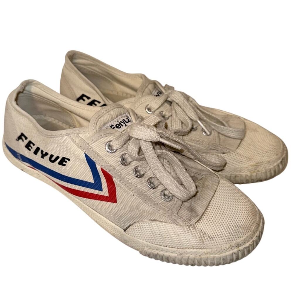 FEIYUE Canvas Sneakers with Red & Blue Chevron 7